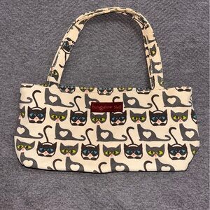 Bungalow 360 Cat Pattern Shoulder Bag - Cream and Gray